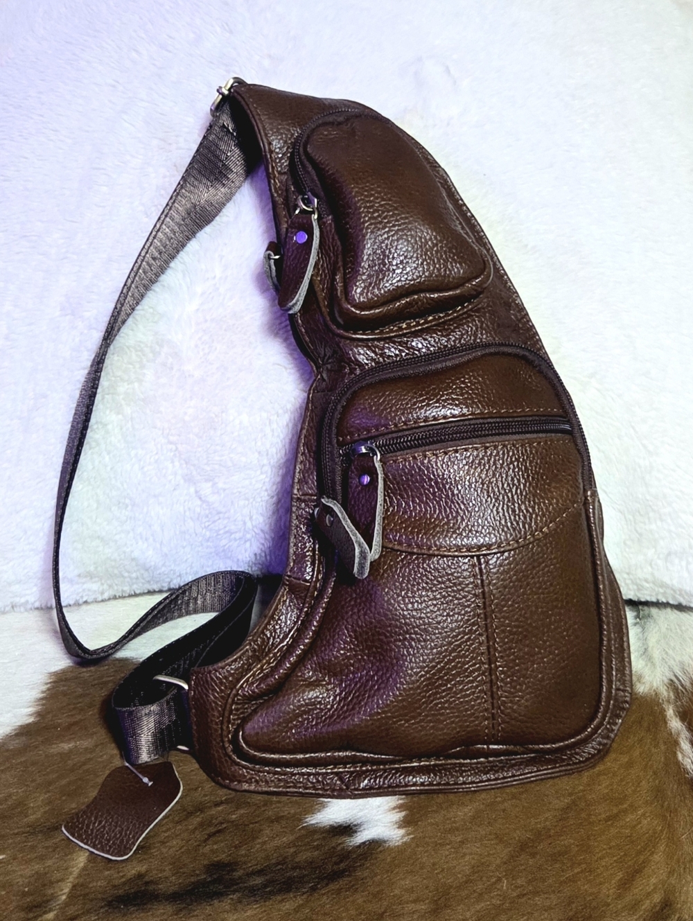 Leather Sling Bag Front Chest Crossbody Brand New